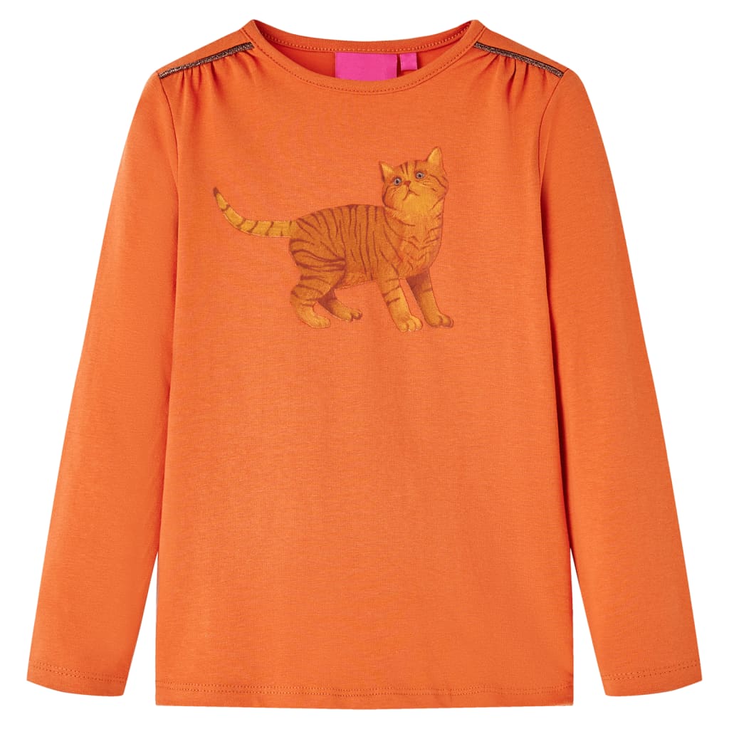 Otroška majica z dolgimi rokavi žgano oranžna 92