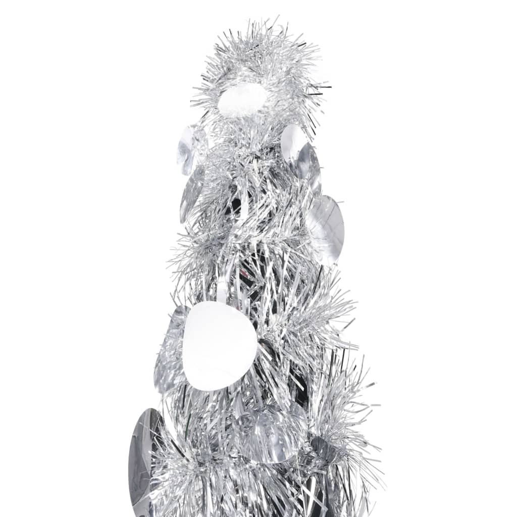 vidaXL Zložljiva umetna novoletna jelka srebrna 150 cm PET