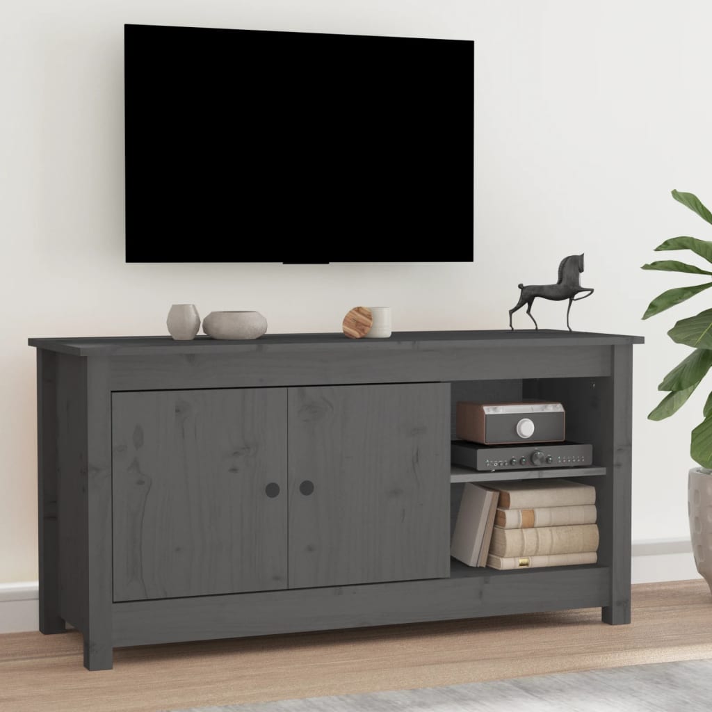vidaXL TV omarica siva 103x36,5x52 cm trdna borovina