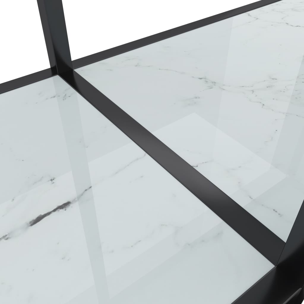 vidaXL Konzolna mizica bela 220x35x75,5 cm kaljeno steklo