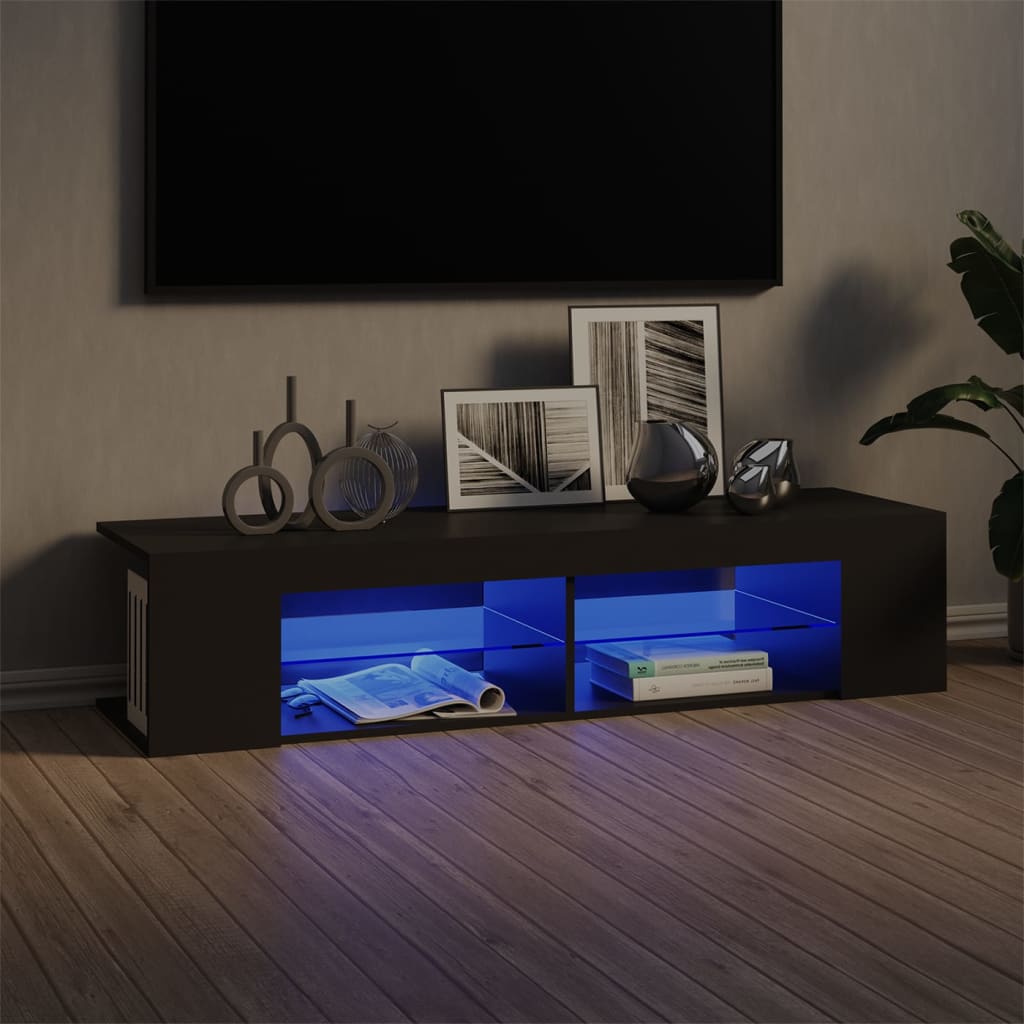 vidaXL TV omarica z LED lučkami siva 135x39x30 cm