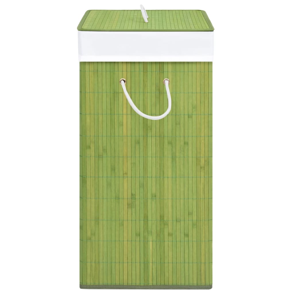vidaXL Košara za perilo iz bambusa enodelna zelena 83 L