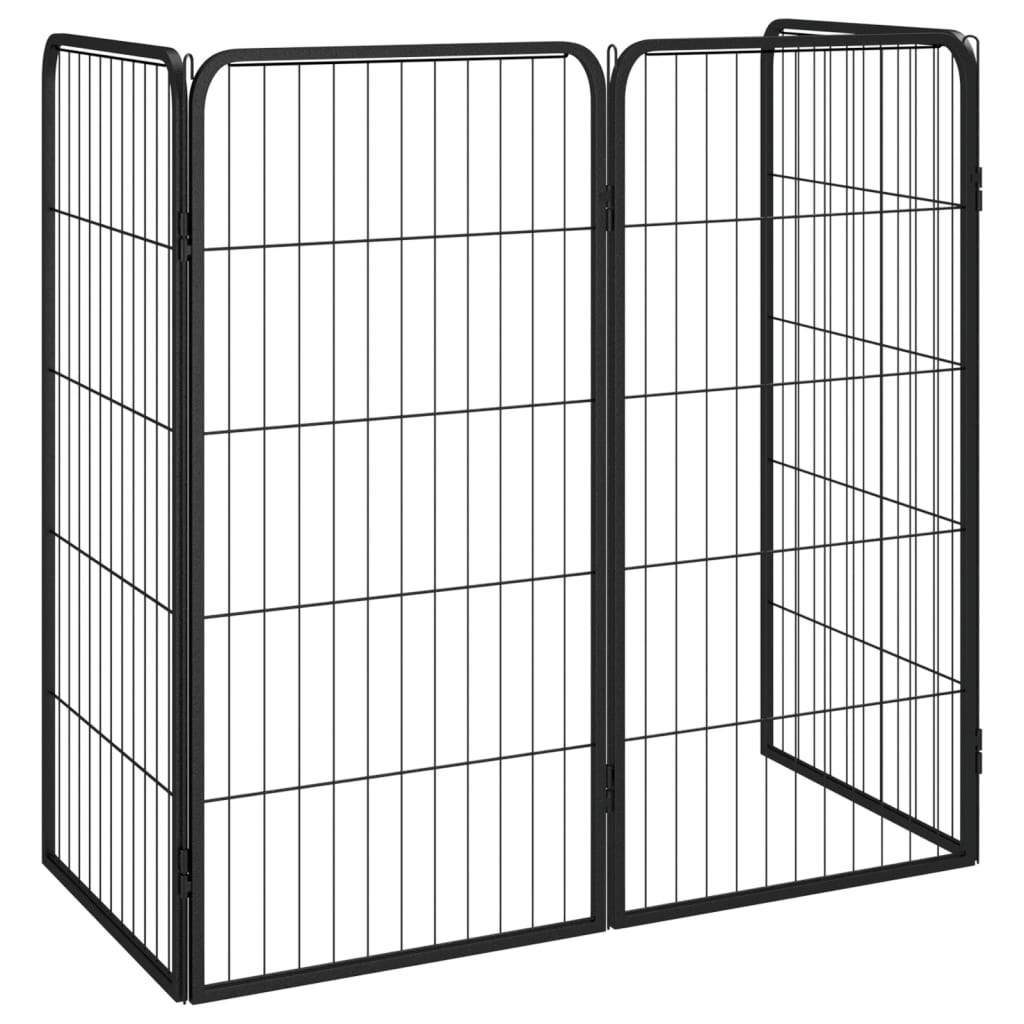 vidaXL Pasja ograda 4 paneli črna 50x100 cm jeklo s prašnim premazom