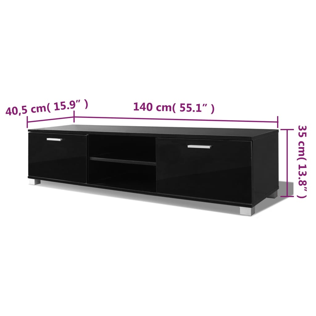 vidaXL TV omarica visok sijaj črna 140x40,5x35 cm
