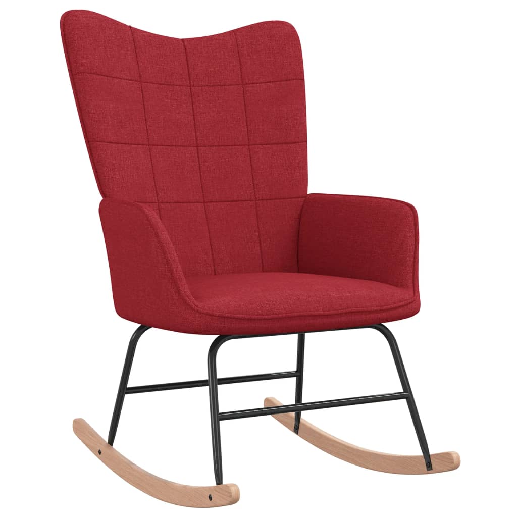 vidaXL Gugalni stol s stolčkom vinsko rdeče blago