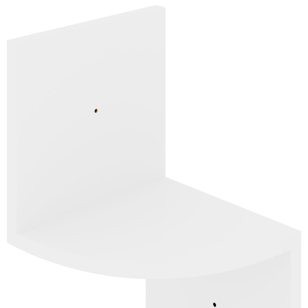 vidaXL Stenska kotna polica visok sijaj bela 19x19x123 cm inž. les