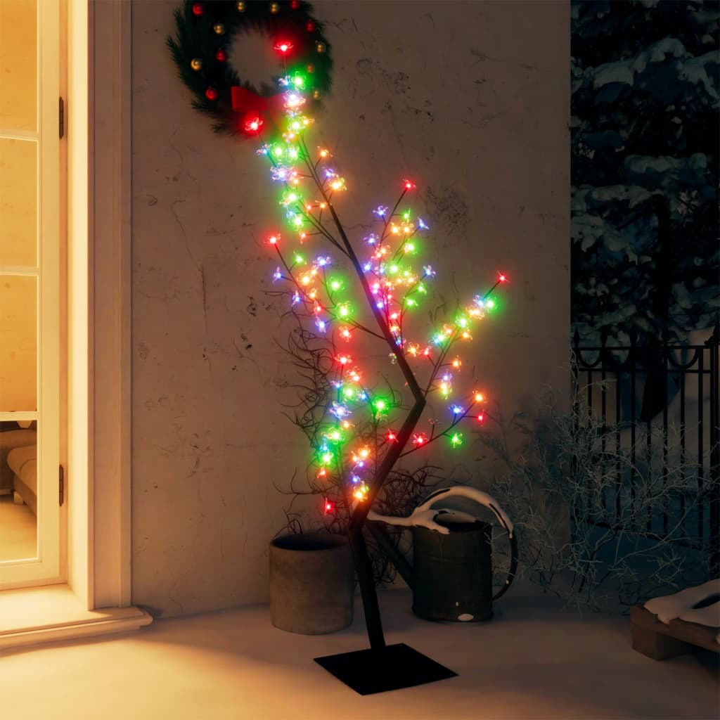 vidaXL Božično drevesce 128 LED lučk barviti češnjevi cvetovi 120 cm