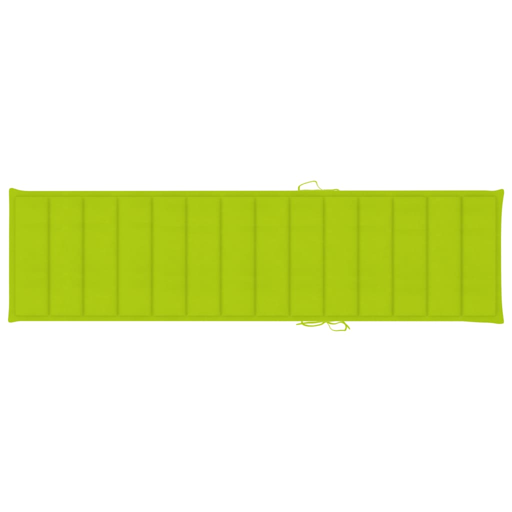vidaXL Ležalnik s svetlo zeleno blazino trdna tikovina