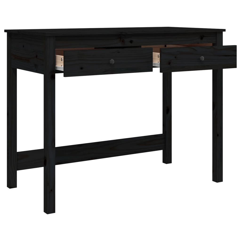 vidaXL Pisalna miza s predali črna 100x50x78 cm trdna borovina