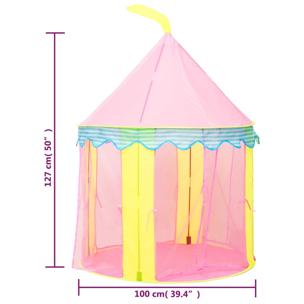 vidaXL Otroški šotor za igranje z 250 žogicami roza 100x100x127 cm