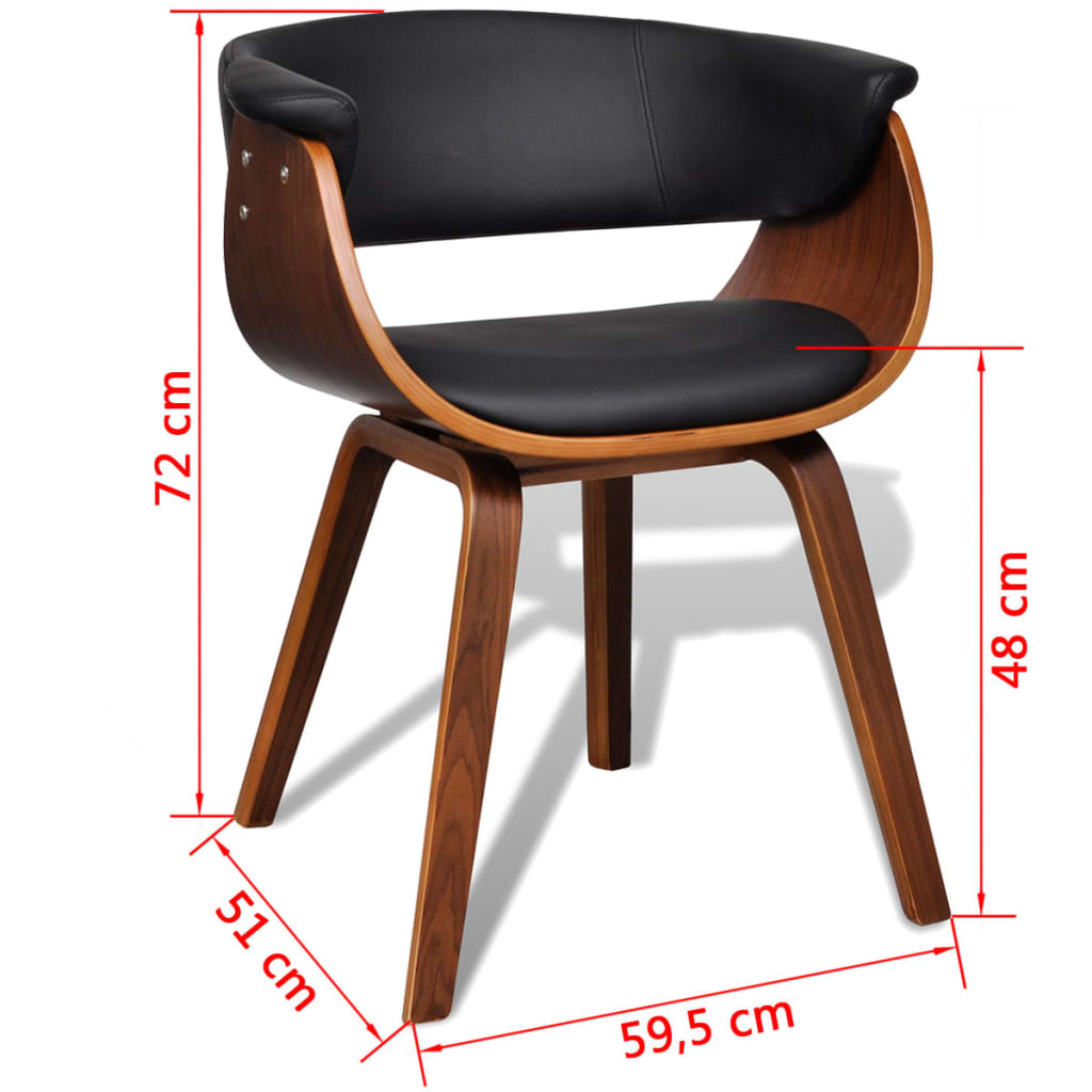 vidaXL Jedilni stoli 2 kosa ukrivljen les in umetno usnje