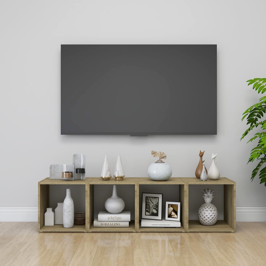 vidaXL TV omarica bela in sonoma hrast 37x35x37 cm iverna plošča
