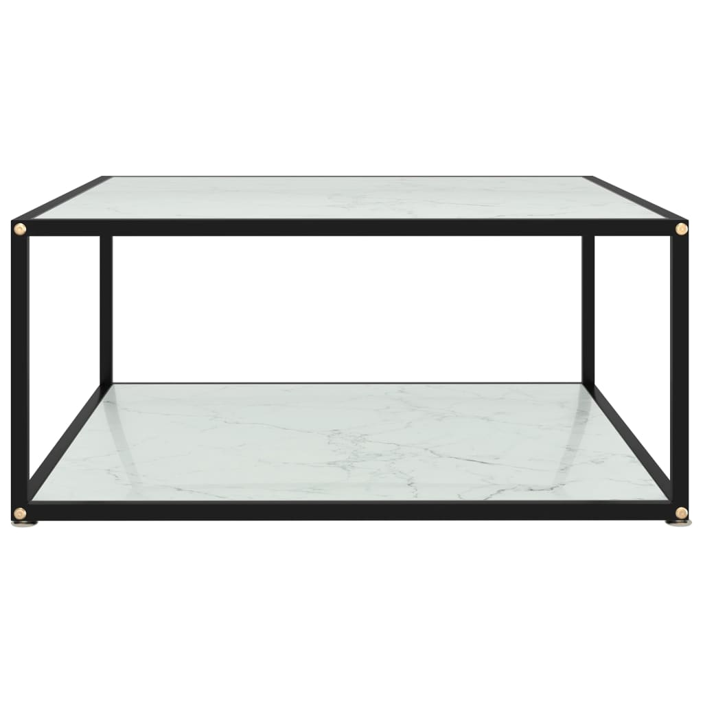 vidaXL Klubska mizica bela 80x80x35 cm kaljeno steklo