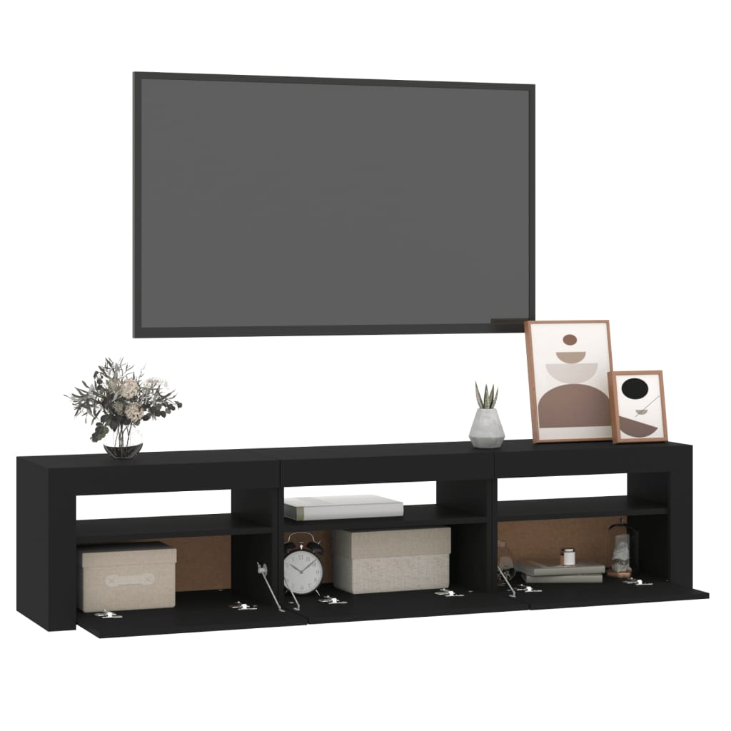 vidaXL TV omarica z LED lučkami črn 180x35x40 cm