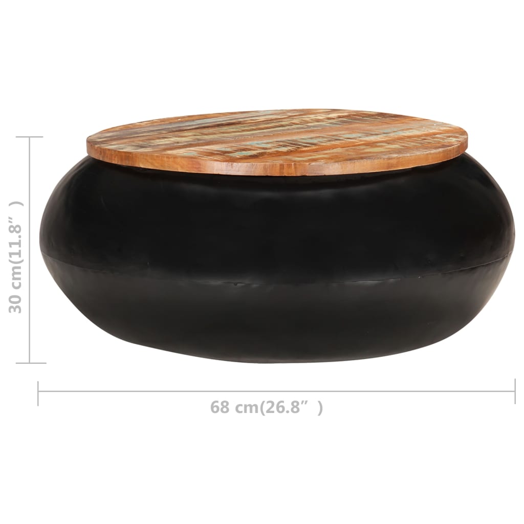 vidaXL Klubska mizica črna 68x68x30 cm trden predelan les