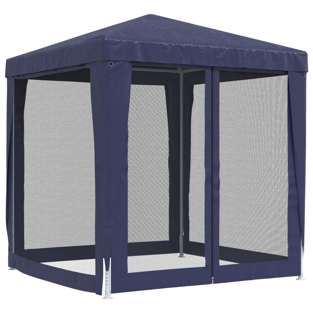 vidaXL Vrtni šotor s 4 mrežastimi stranicami moder 2x2 m HDPE