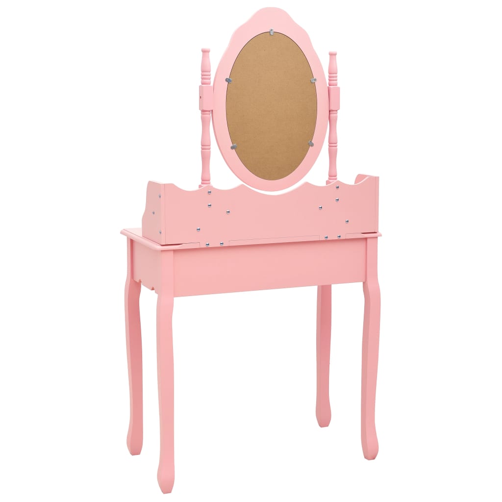 vidaXL Mizica za ličenje s stolčkom roza 75x69x140 cm les pavlovnije