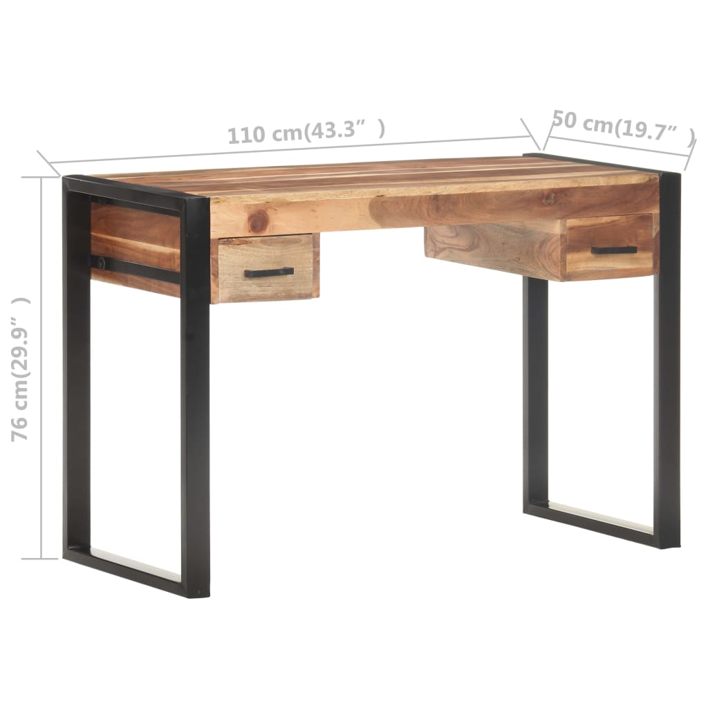 vidaXL Pisalna miza 110x50x76 cm trden les z izgledom palisandra