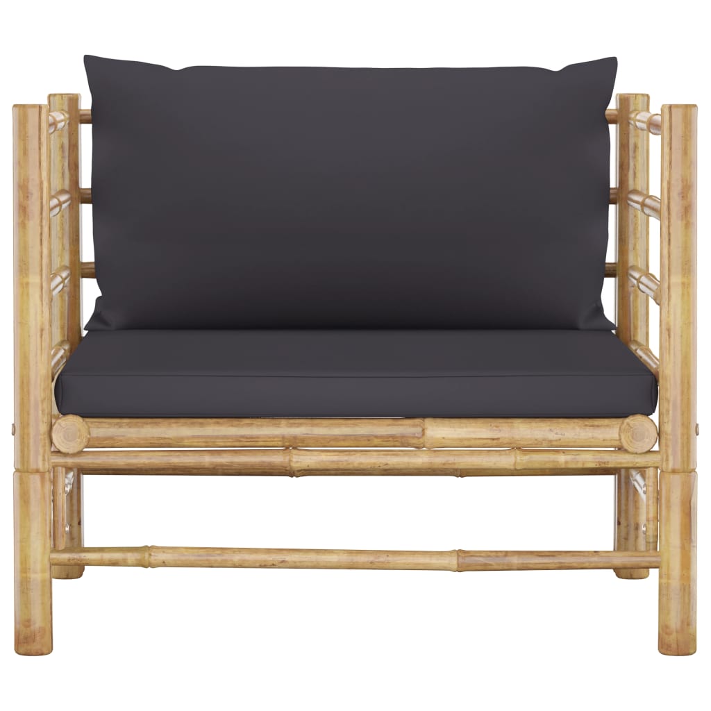 vidaXL Vrtni kavč s temno sivimi blazinami bambus