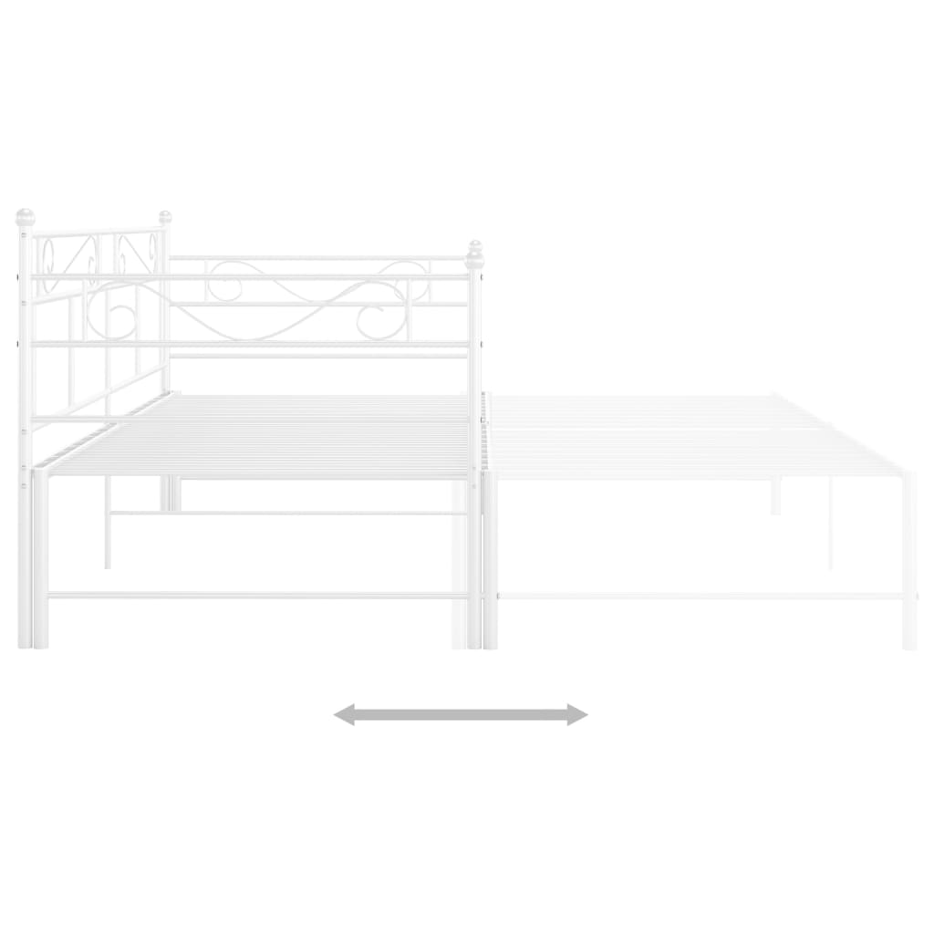 vidaXL Izvlečni posteljni okvir bel iz kovine 90x200 cm