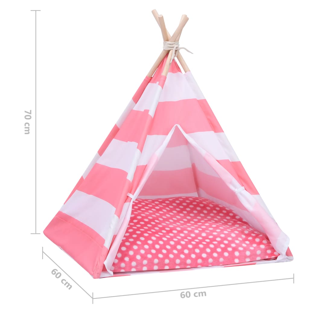 vidaXL Mačji tipi šotor z vrečo peach skin črtast 60x60x70 cm