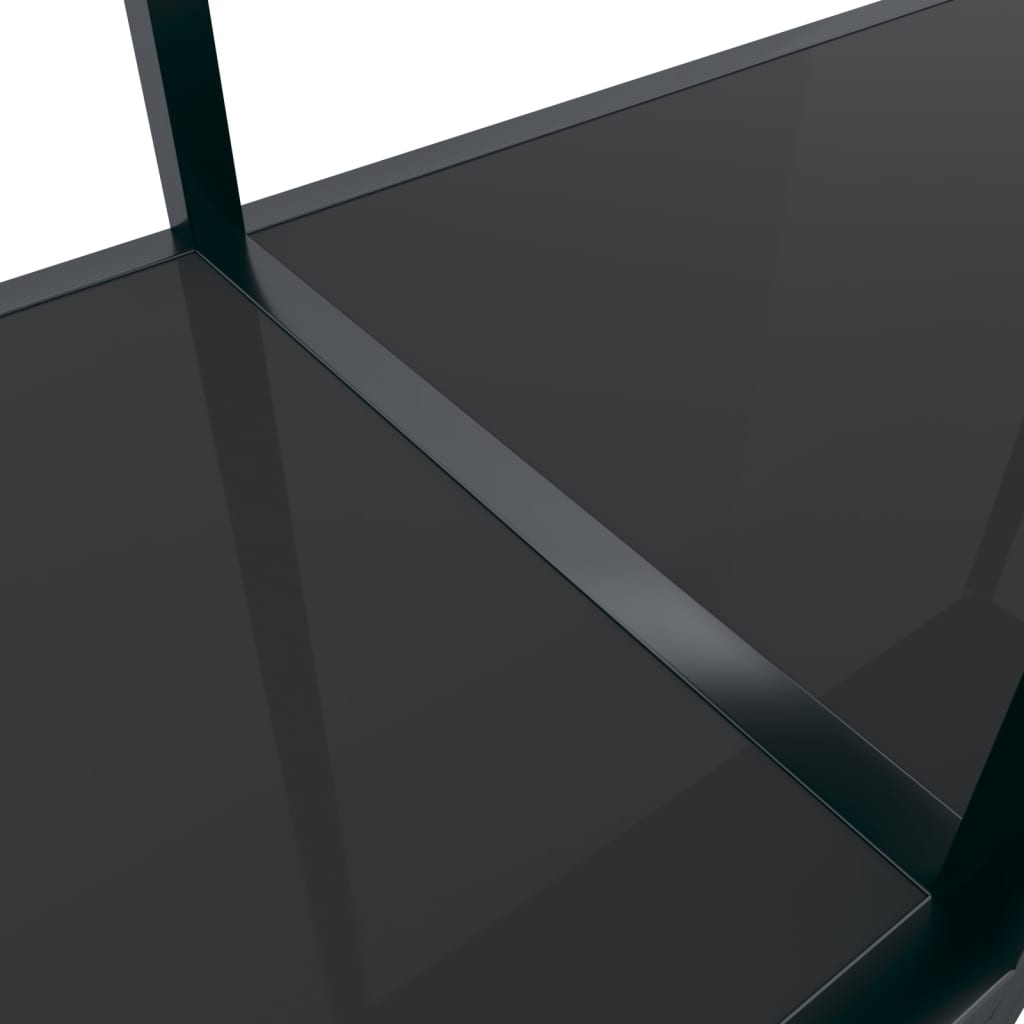 vidaXL Konzolna mizica črna 220x35x75,5 cm kaljeno steklo