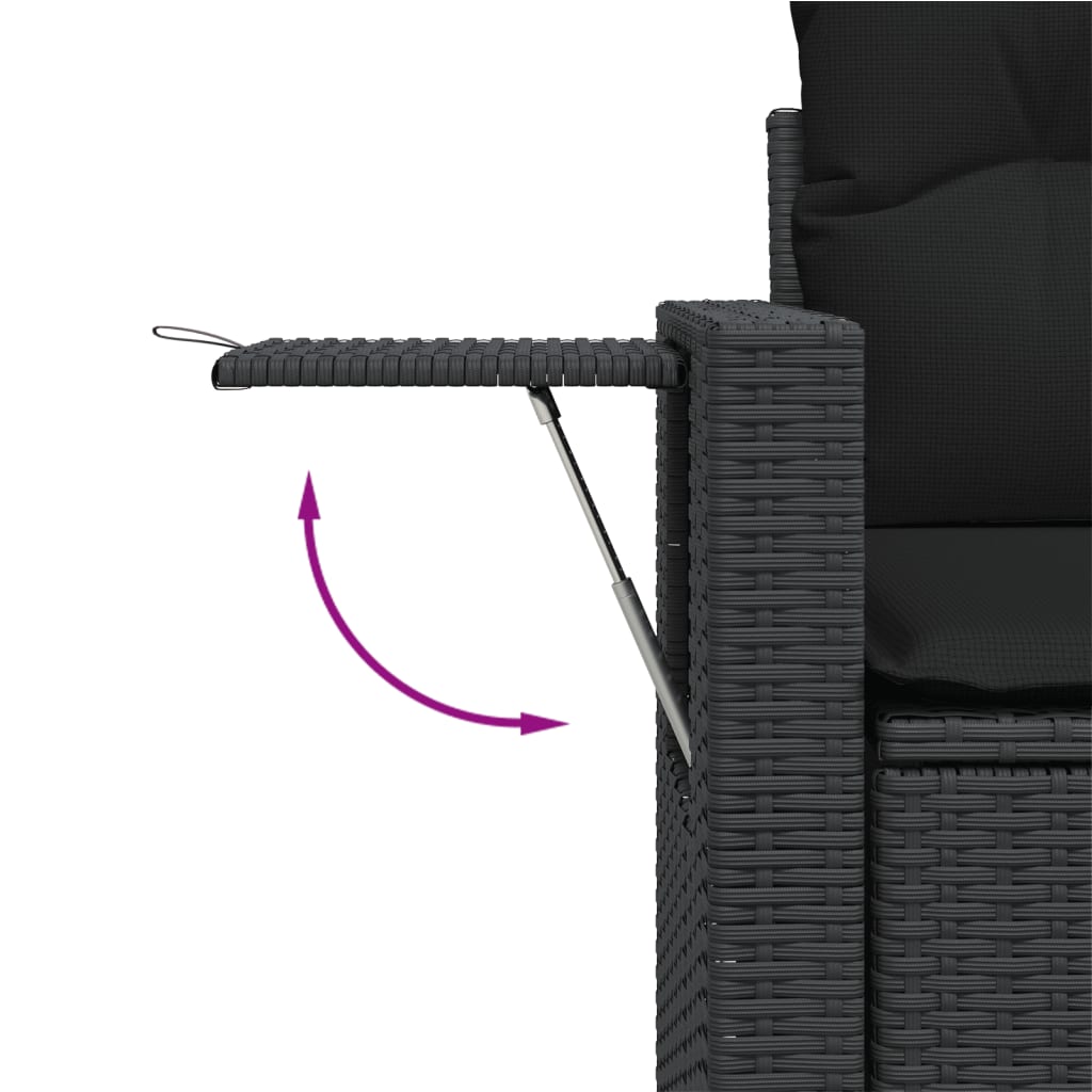 vidaXL Vrtna sedežna garnitura 10-delna z blazinami črn poli ratan