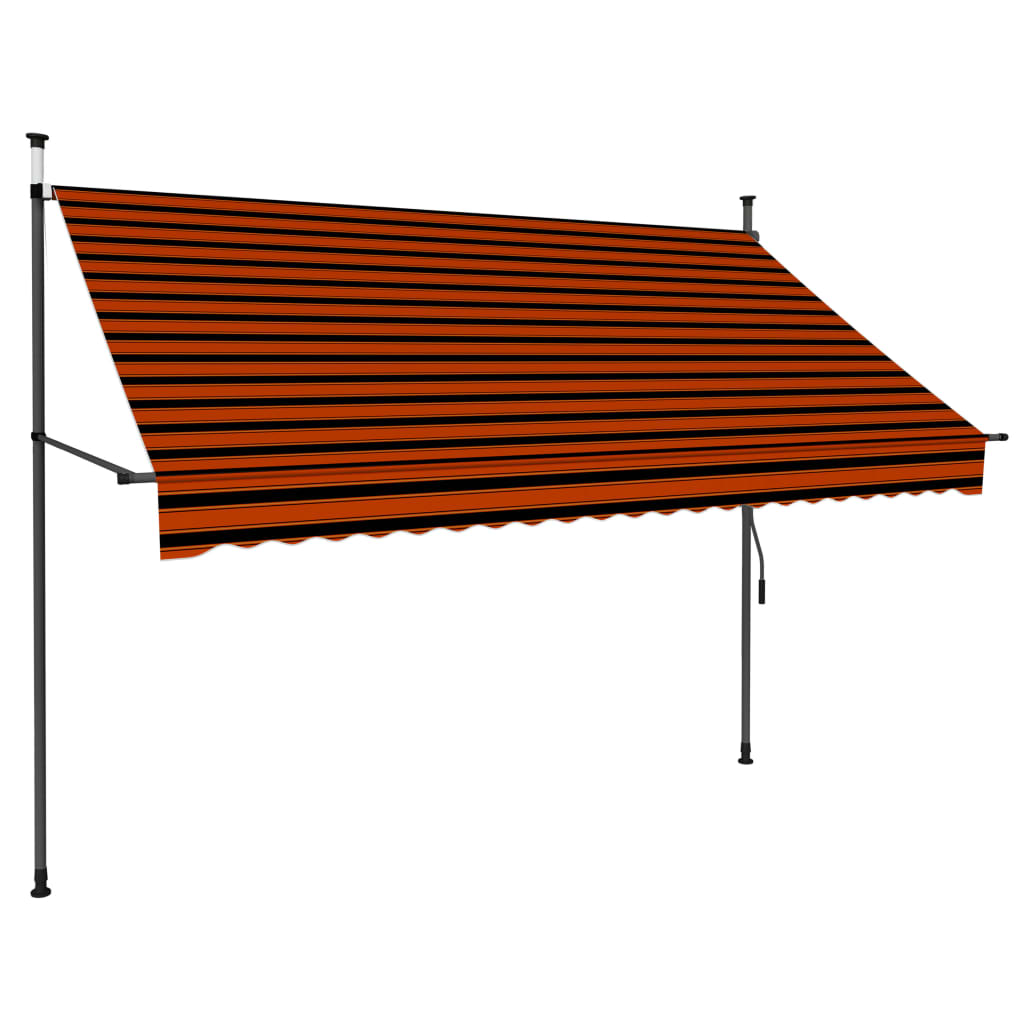 vidaXL Ročno zložljiva tenda z LED lučkami 250 cm oranžna in rjava