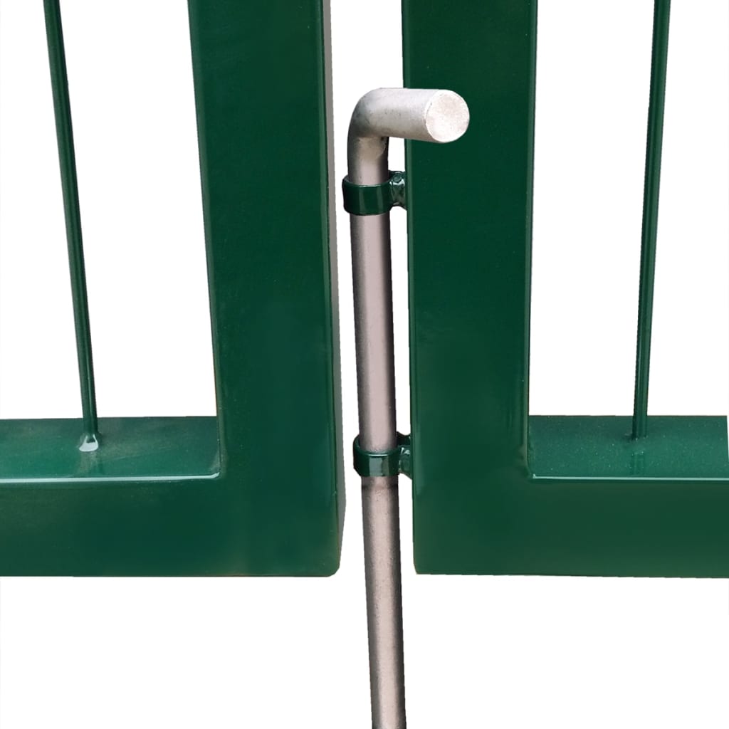 vidaXL Vrata za vrtno ograjo s stebrički jeklo 350x140 cm zelene barve