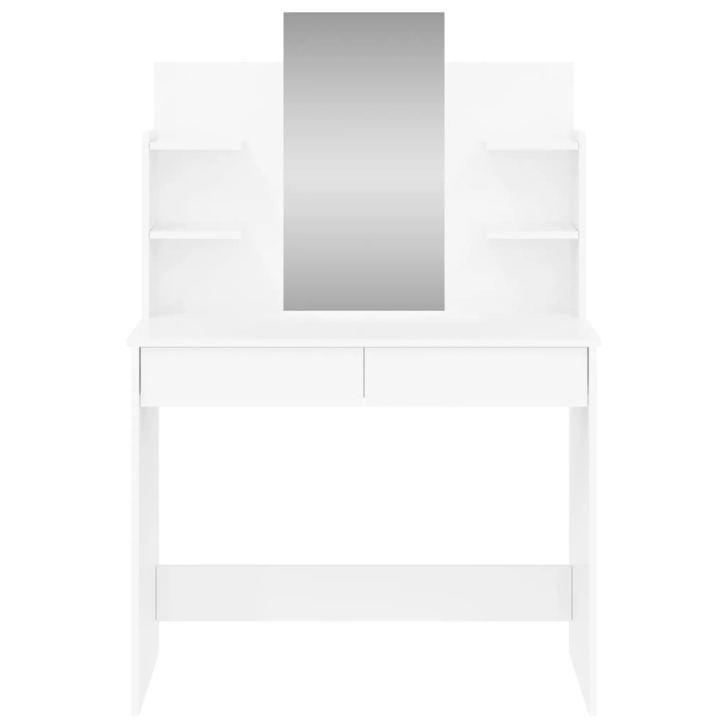 vidaXL Toaletna mizica z ogledalom visok sijaj bela 96x39x142 cm