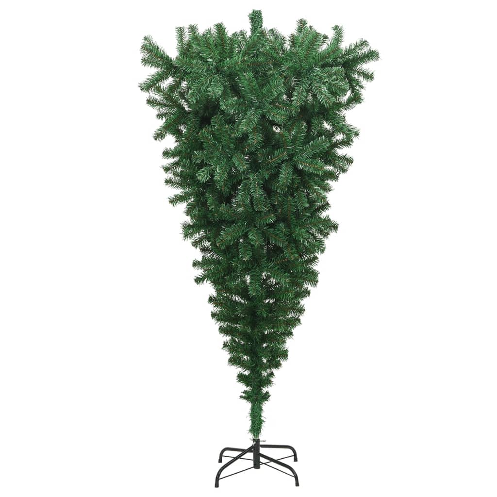 vidaXL Obrnjena umetna novoletna jelka s stojalom zelena 210 cm