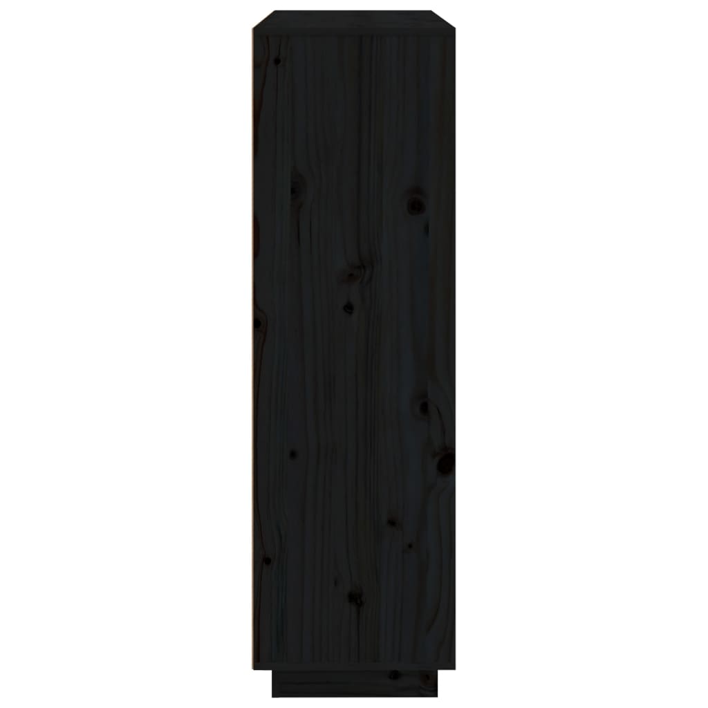 vidaXL Visoka omara črna 110,5x35x117 cm trdna borovina