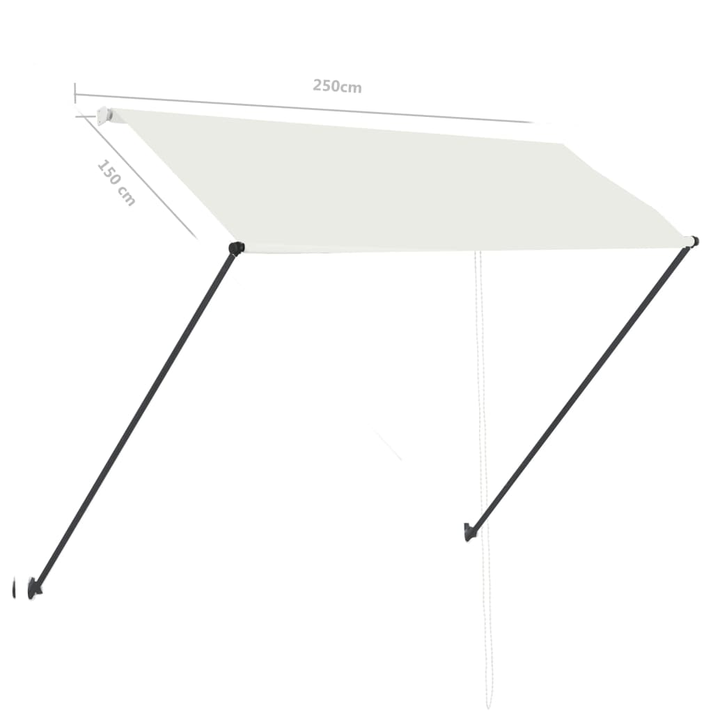 vidaXL Zložljiva tenda z LED lučmi 250x150 cm krem