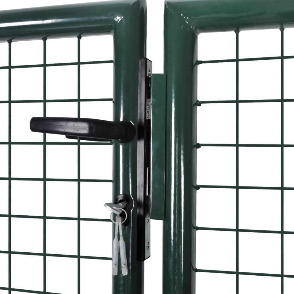 vidaXL Ograjna vrata jeklo 306x150 cm zelena