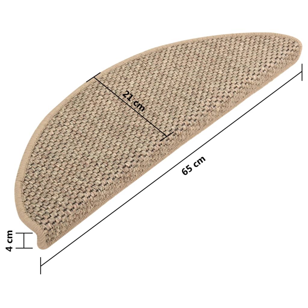 vidaXL Samolepilne preproge za stopnice sisal 15 kosov 65x21x4 cm