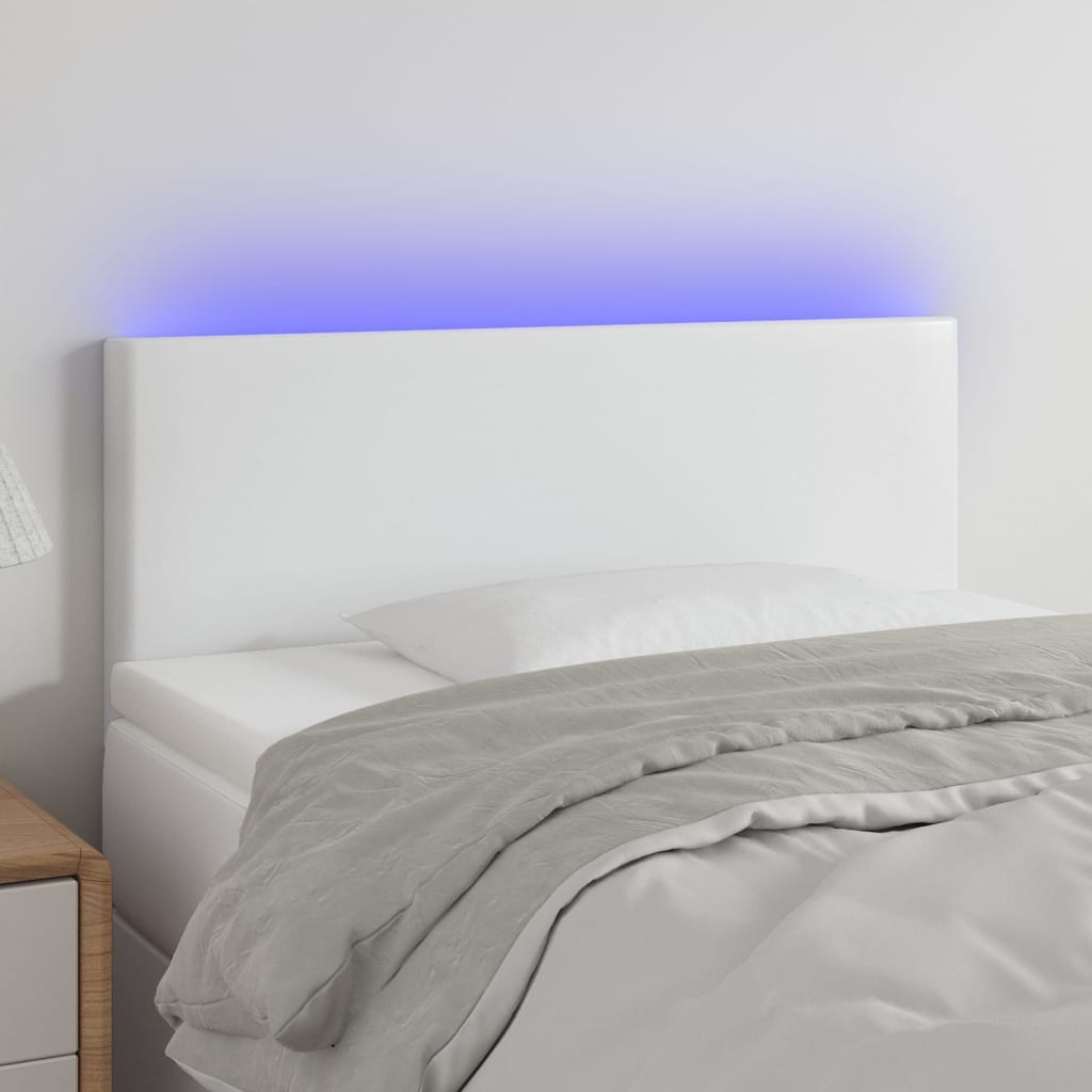 vidaXL LED posteljno vzglavje belo 80x5x78/88 cm umetno usnje
