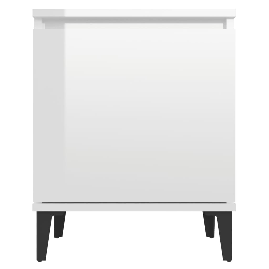 vidaXL Nočna omarica s kovinskimi nogami visok sijaj bela 40x30x50 cm