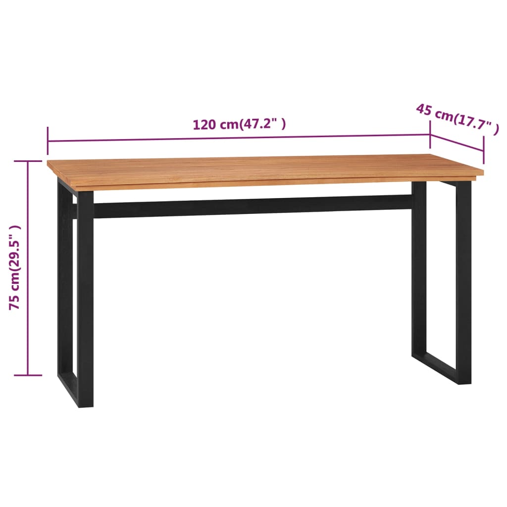 vidaXL Pisalna miza 120x45x75 cm trdna tikovina