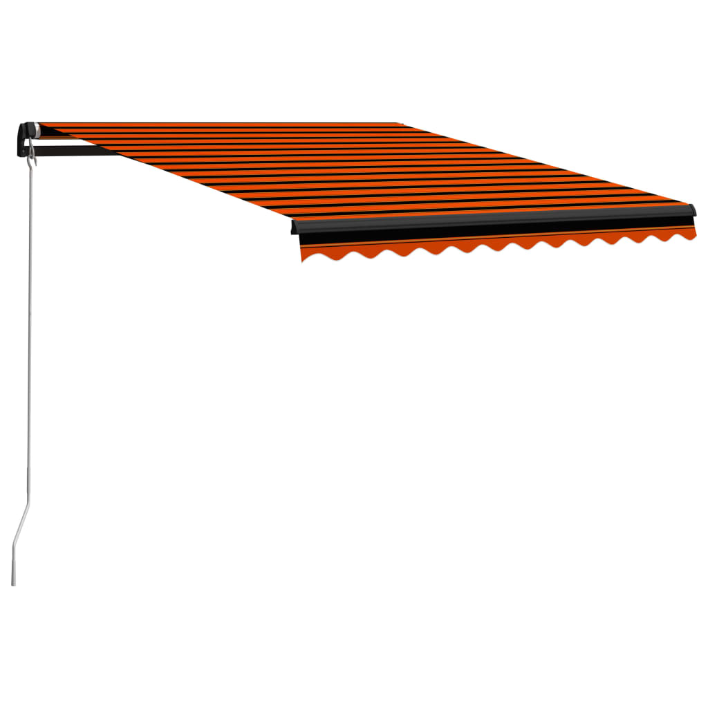 vidaXL Ročno zložljiva tenda LED 350x250 cm oranžna in rjava