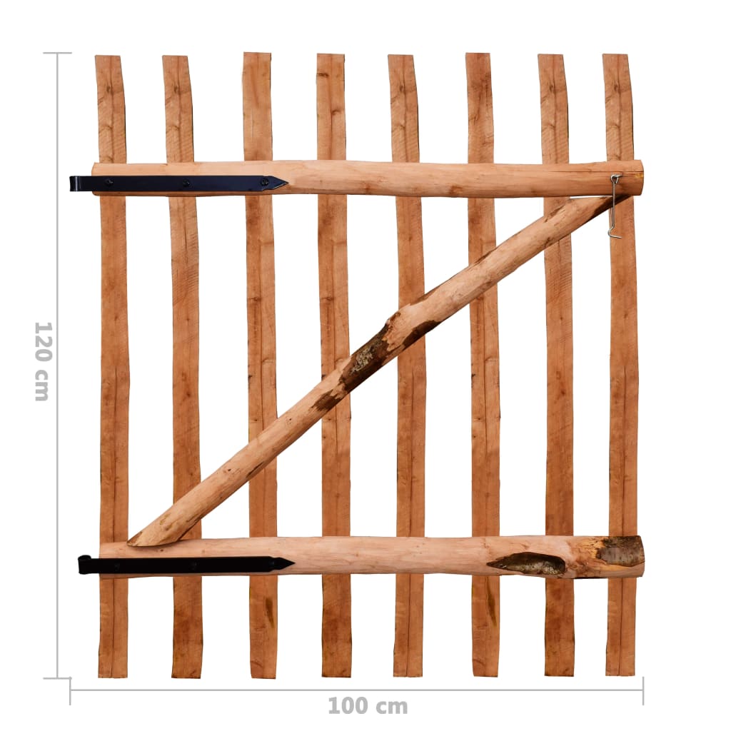 vidaXL Enojna vrata za ograjo impregnirana leska 100x120 cm