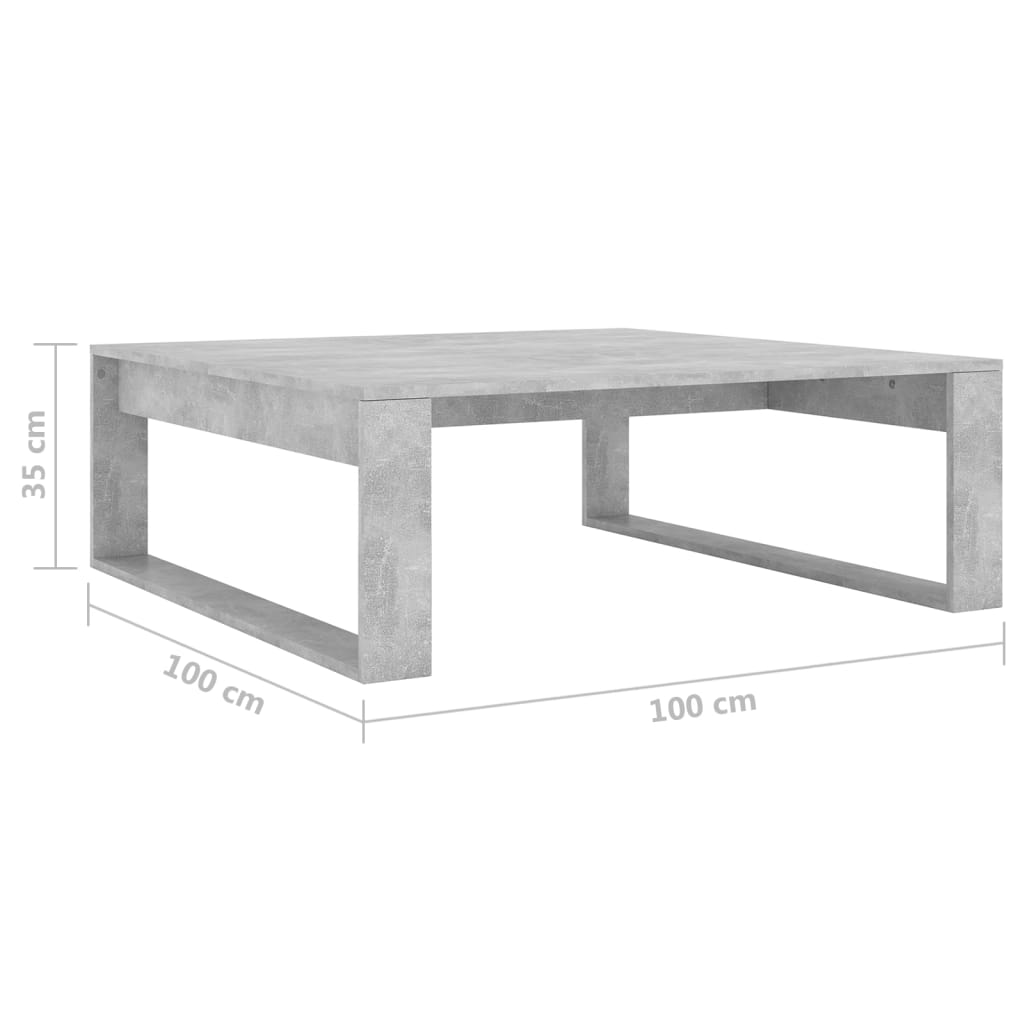 vidaXL Klubska mizica betonsko siva 100x100x35 cm iverna plošča