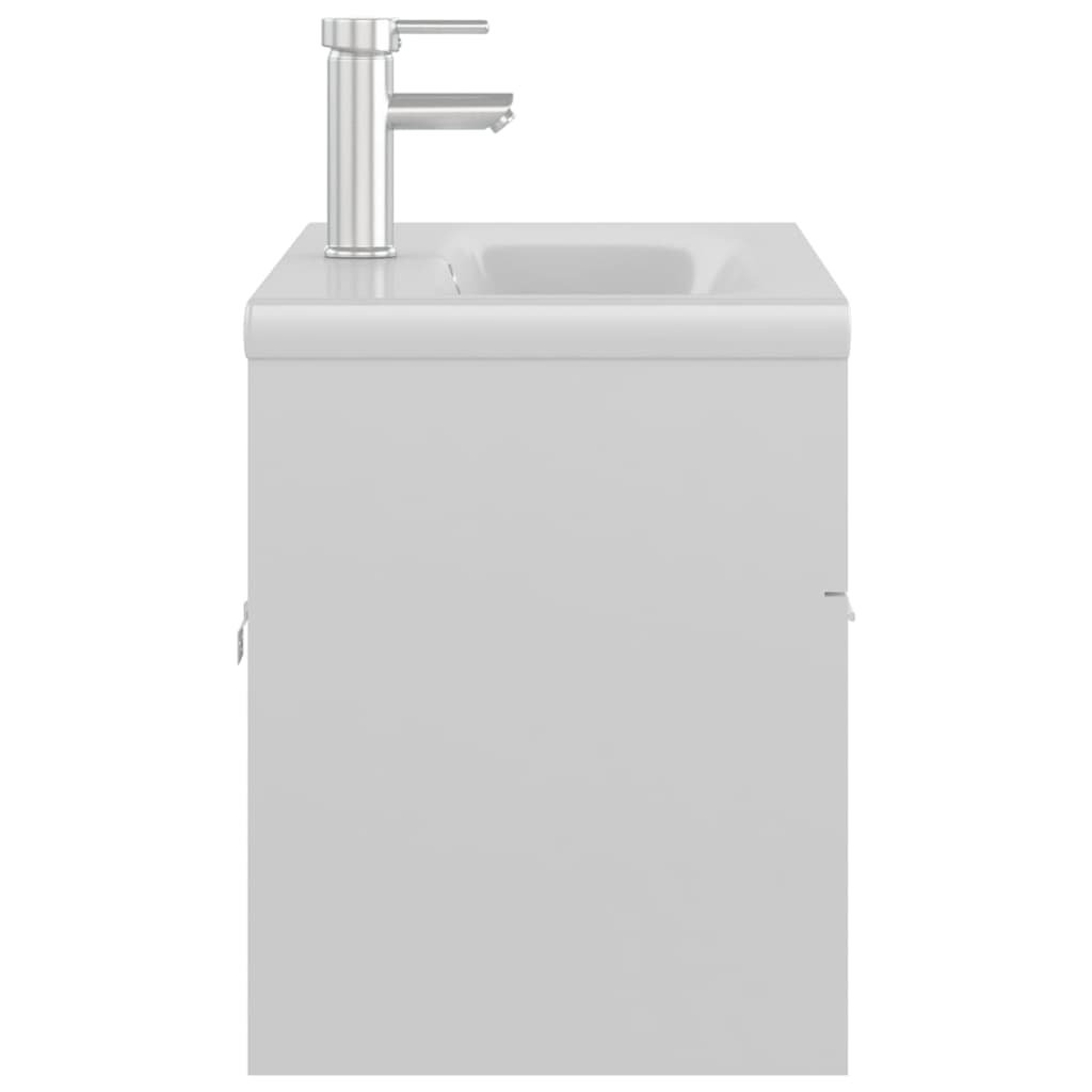 vidaXL Omarica za umivalnik z vgradnim umivalnikom visok sijaj bela