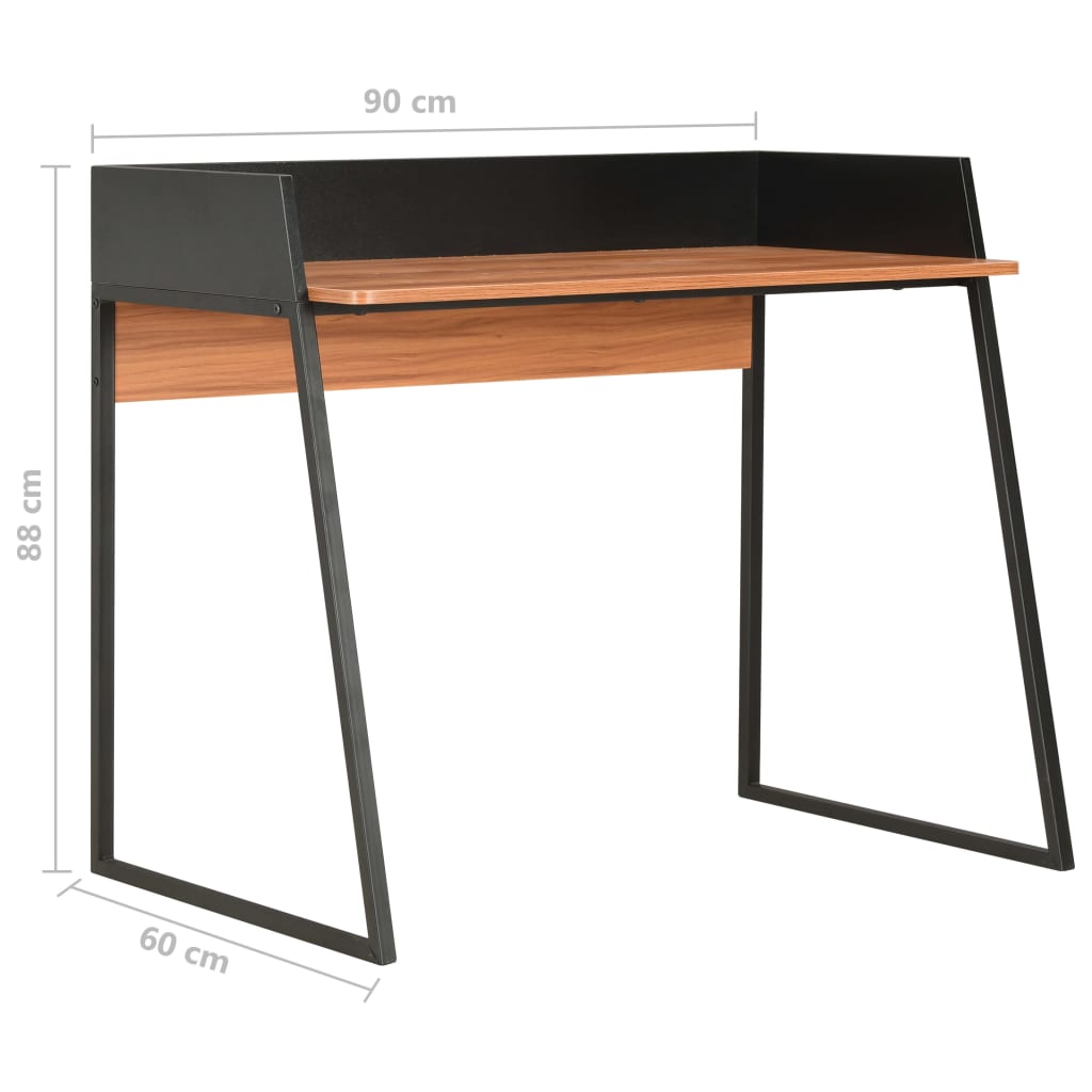vidaXL Pisalna miza črna in rjava 90x60x88 cm