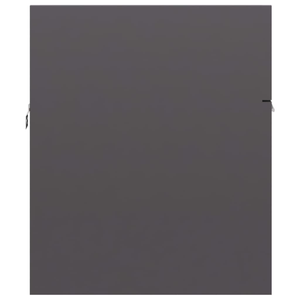 vidaXL Omarica za umivalnik visok sijaj siva 90x38,5x46 cm iverna pl.