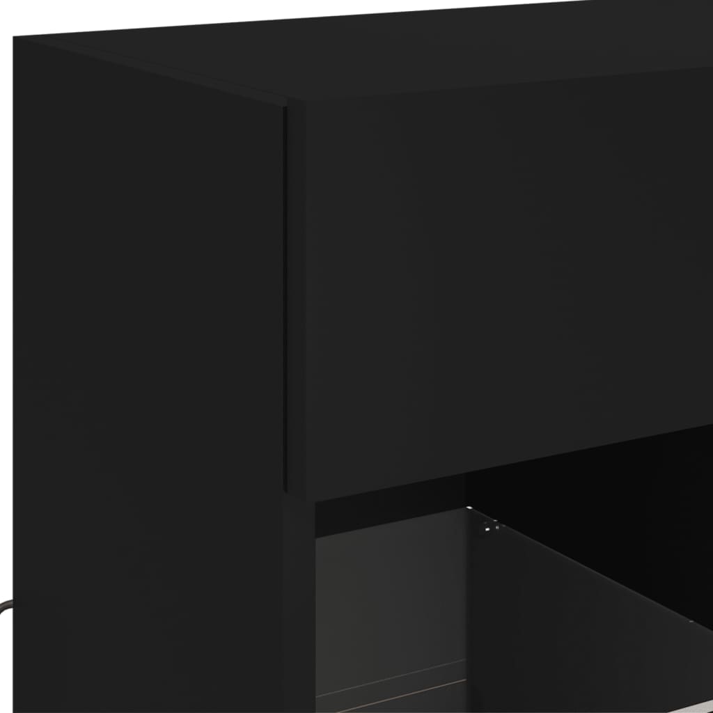 vidaXL Stenska TV omarica z LED lučkami črna 58,5x30x60,5 cm