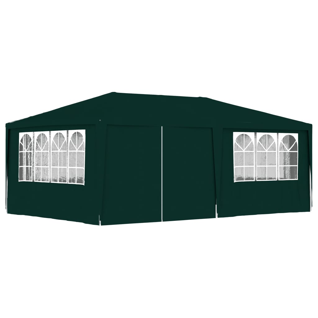 vidaXL Profesionalen vrtni šotor s stranicami 4x6 m zelen 90 g/m²