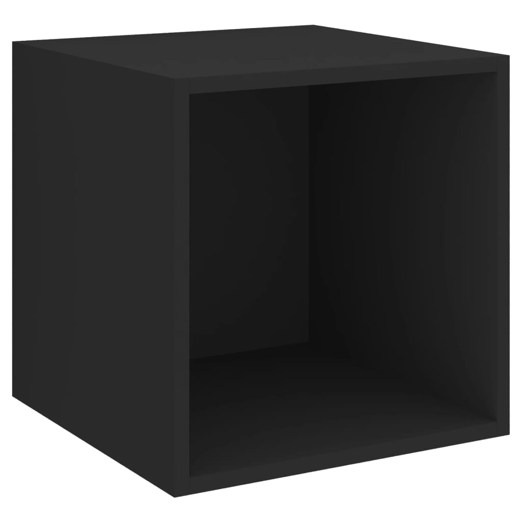 vidaXL Stenska omarica 2 kosa črna 37x37x37 cm iverna plošča