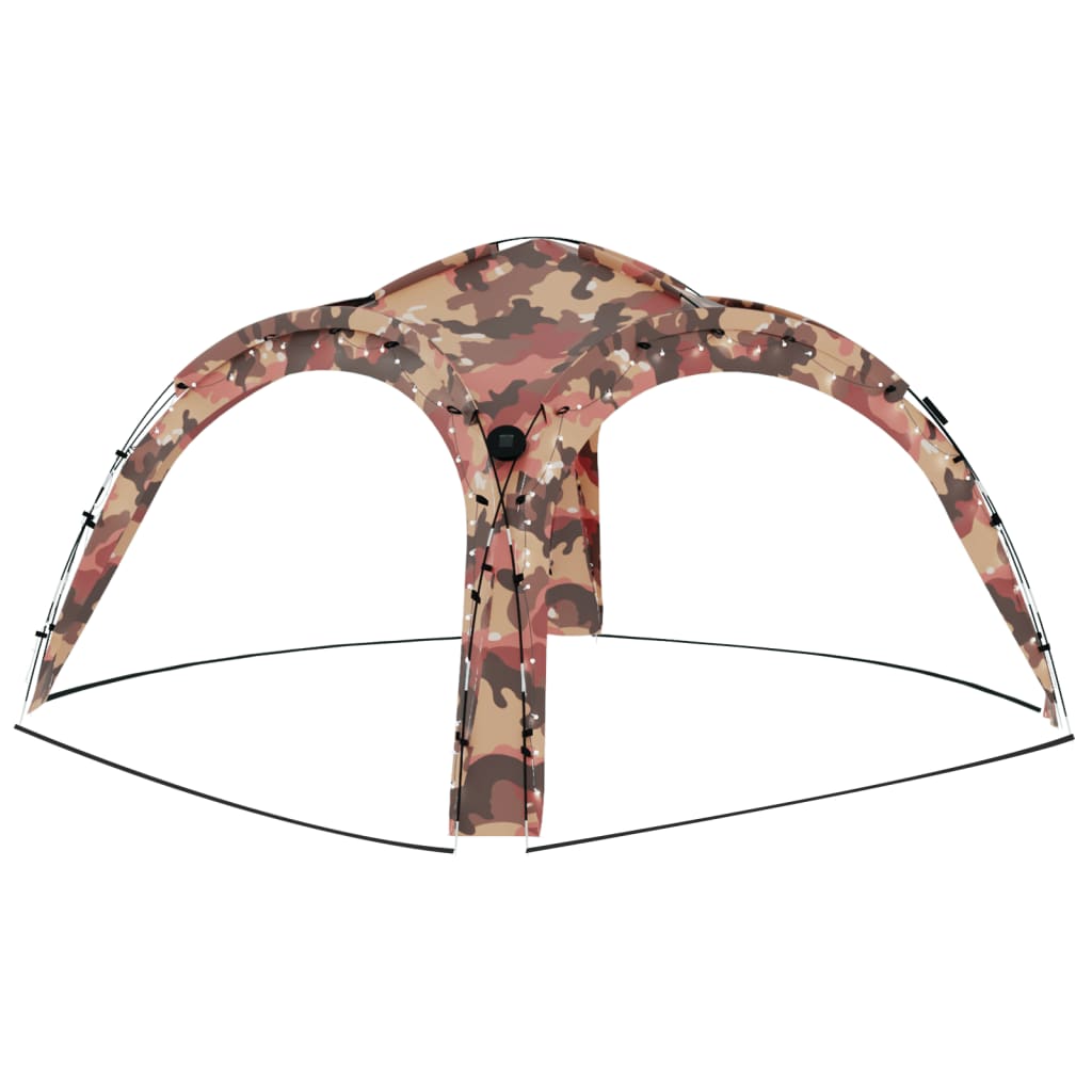 vidaXL Vrtni šotor z LED in 4 stranicami 3,6x3,6x2,3 m kamuflažen