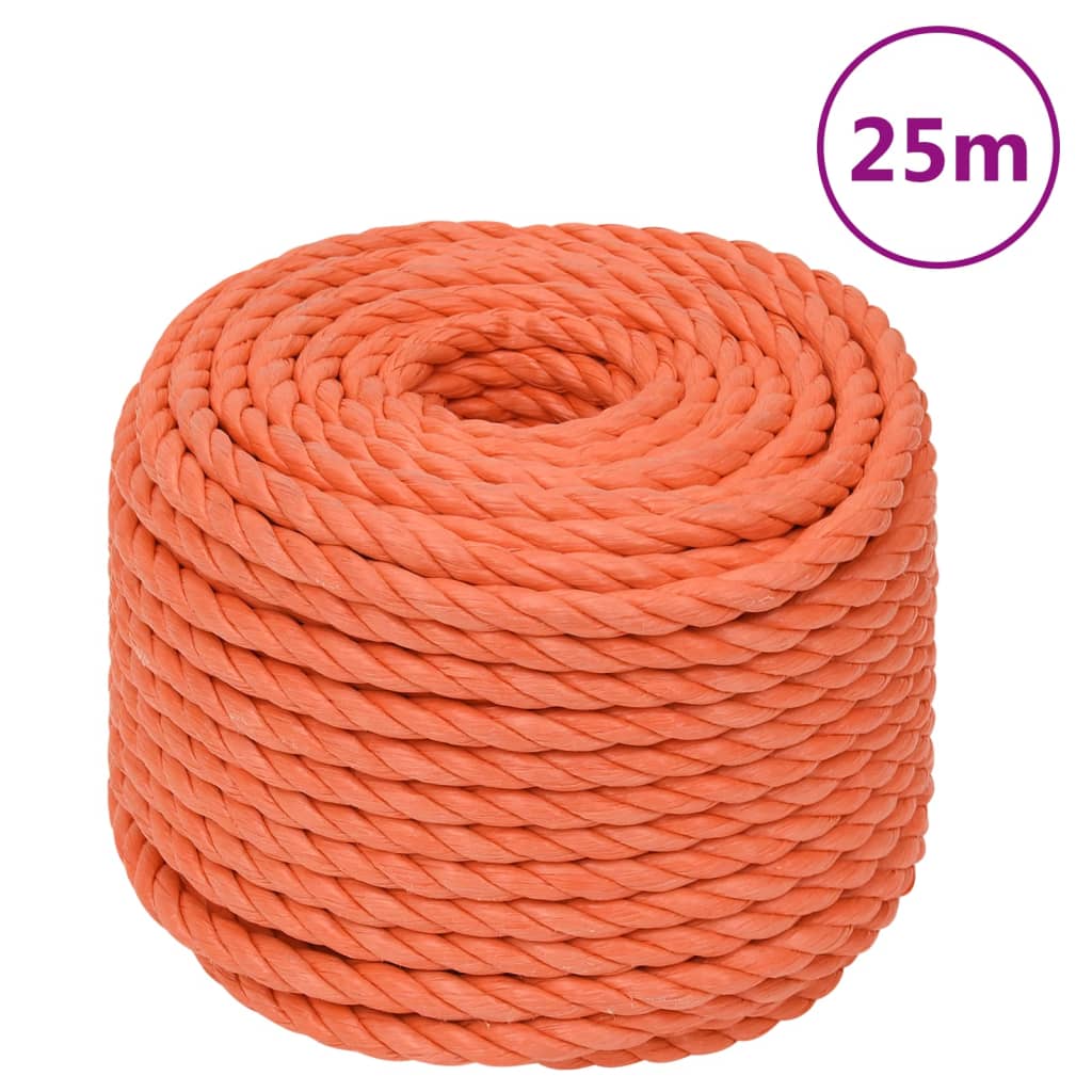 vidaXL Delovna vrv oranžna 10 mm 25 m polipropilen