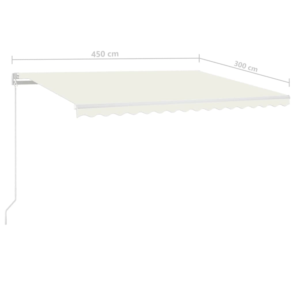 vidaXL Ročno zložljiva tenda 450x300 cm krem